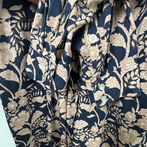 Faherty Linen Blend Savoie Jumpsuit Navy Avignon Meadow Size Small / Medium - Picture 7 of 14